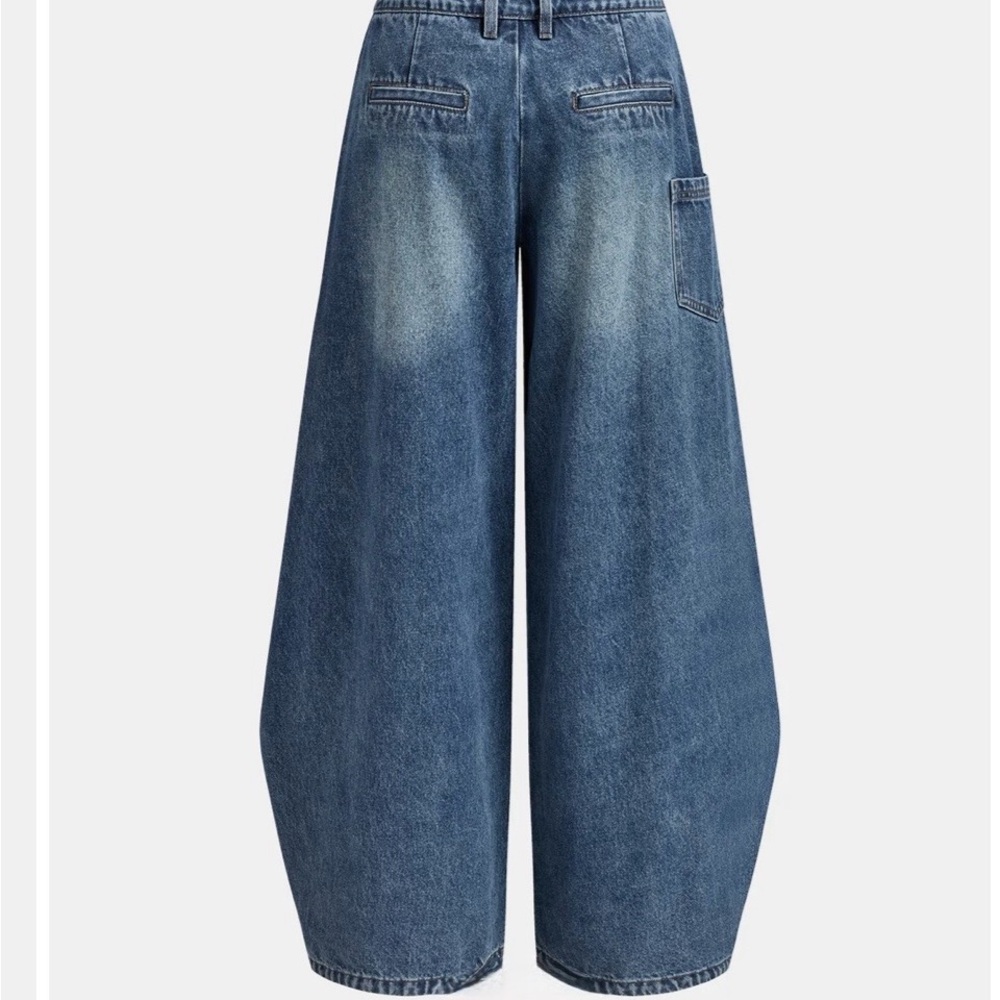 Commense Cross-Front Dark Blue Wide-Leg Jeans, size XL - Picture 3 of 9